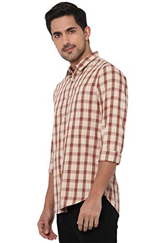 Allen Solly Cotton Men's Regular Fit Shirt (ALSFCUCUFW11019_Beige 42)