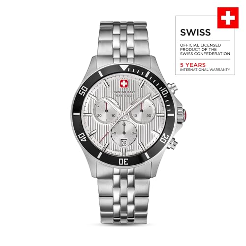 Swiss Military Hanowa Flagship Heritage Chrono | Silver Analog Dial | Chronograph Function | Date Display | Silver Stainless Steel Strap | Swiss Made Quartz Watch - SMWGI0007602