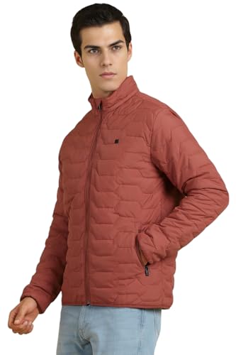 Allen Solly Men Red Textured Full Sleeves Casual Jacket