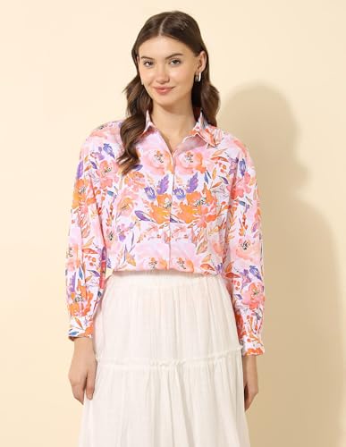U.S. POLO ASSN. Relaxed Fit Floral Printed Shirt (UWSS25SHT187_Multi-Colour_L)