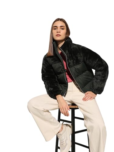 ONLY Women's Solid Regular Fit Green Jacket