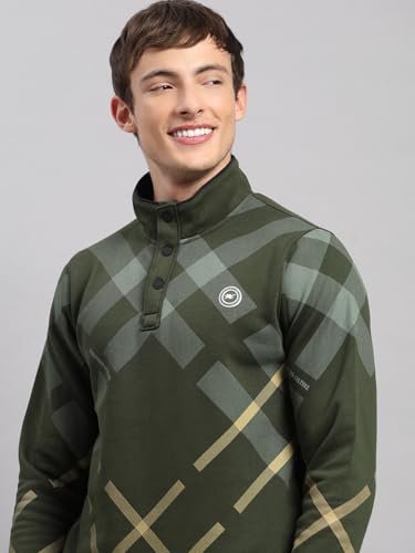 Monte Carlo Mens Regular Fit Solid Button Full Sleeve Winter Sweatshirt | Stylish Sweatshirt for Men |Comfortable Casual Winter Wear for Men's Green M (Pack of 1)
