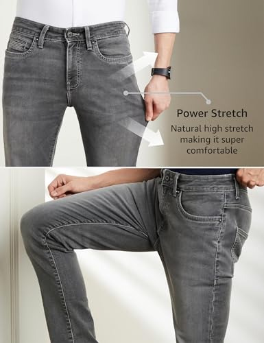 Symbol Premium Men's Slim Fit Stretchable Mid Rise Jeans | Casual Denim | Cotton Stretch | Fashion Shades of Black & Blue (Available in Plus Size) (Mid-Grey_38)