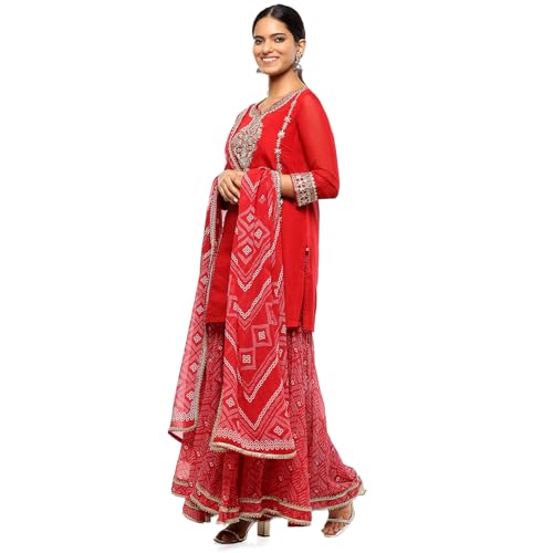 BIBA Women's Polyester Blend Kurta Sets (SKDUTSV10171AW24RED_Red
