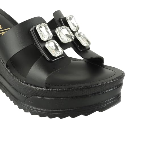 Catwalk Women Stylised Wedges Slip-On 10792 (Black-5)