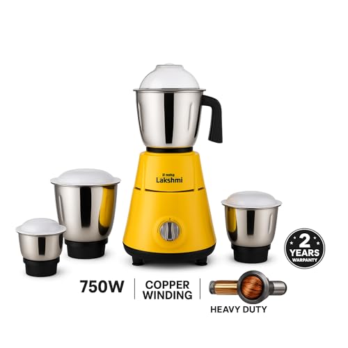 Maha Lakshmi® Mixer Grinder 750W | 3 Stainless Steel Jars (Grind, Store & Multipurpose) | Heavy Duty Copper Motor | Powerful 3 Speed Control | Best Kitchen Mixer Grinder with 2 Years Warranty, Indian