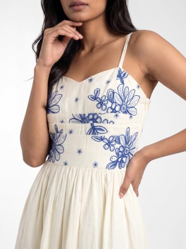Max Women Embroidered Midi Dress (White_XL)