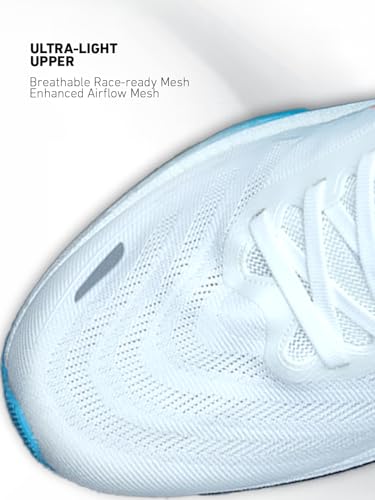 XTEP Mens High Energy Rebound I Stable Nylon TPU Support I Anti-Slip I CPU Outsole ACE Tech Running Shoe I Classic White/Sky Blue