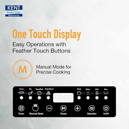 KENT Diamond Induction Cooktop 2000W|8 Preset Menu|Full Microcrystalline Glass|Feather Touch Buttons & Led Display|Milk Boiling & Keep Warm Function|Overheat Protection & Auto Turn-Off, Radiant,Black