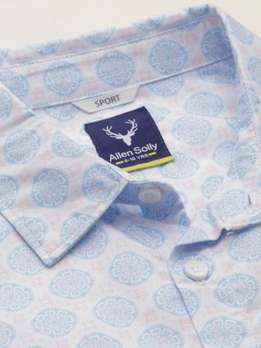 Boys White Print Casual Shirt