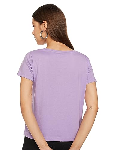 Max Women Solid T-Shirt(Lilac_L)