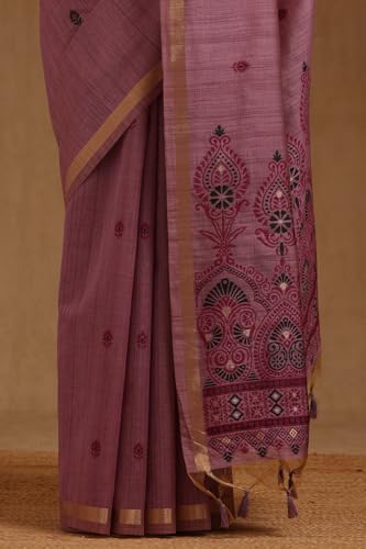 Soch Womens Purple Tussar Woven Designs Saree
