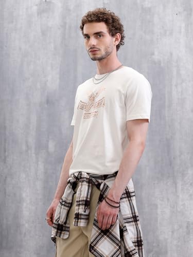 WROGN Men's 180 GSM Pure Cotton T-Shirt | Graphic Print | Slim Fit