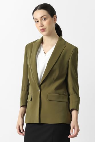Women Olive Solid Blazer