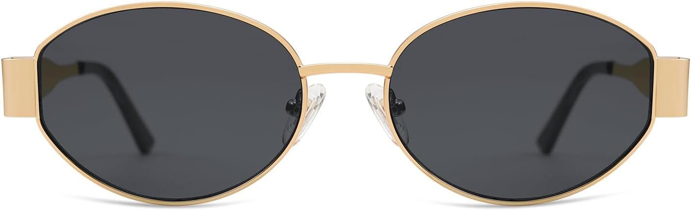 CREEK Retro Oval Sunglasses For Women & Men Trendy Sun Glasses Classic Shades Uv400 Protection (Matte,Gold-Black,non polarization),M