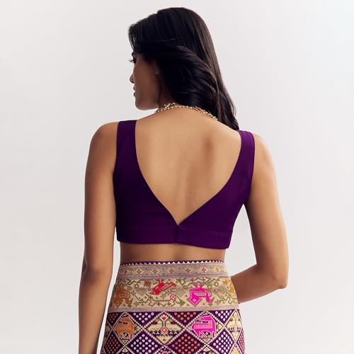 KALKI Fashion Purple Georgette Bandhani Saree With Animal Motifs And Gota Border Silk sarees for women Traditional Ethnic Wear Fashion Wear Wedding Collection Festive Saree