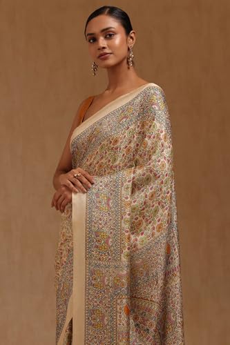 Soch Womens Yellow Art Silk Floral Print Saree