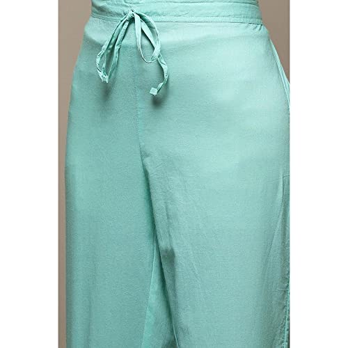 Biba Women's Printed Narrow Salwar Kurta Dupatta(Skdshweth S8632_Sea Green_38) - Cotton