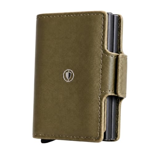 Bracevor Leather Wallet with Dual Popup Cardholders for Men Women - Dark Olive | 15-20 Cards | RFID Blocking| Magnetic Closure