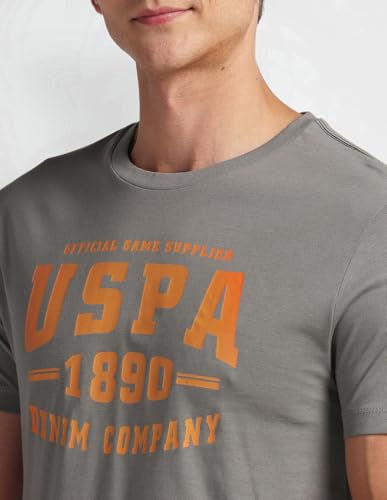 U.S. POLO ASSN. Mens Solid Half Sleeve Graphic Round Neck T-Shirts (UDTSHS0883_DK. Grey_M)
