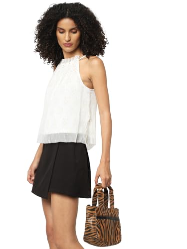 ONLY Women Printed Polyester White Top