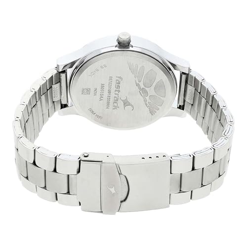 Fastrack Bold Quartz Analog Black Dial Silver Stainless Steel Strap Watch for Guys - NT38051SM04