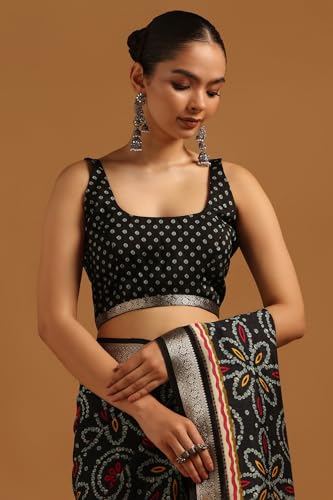 Soch Womens Black Poly Viscose Floral Saree