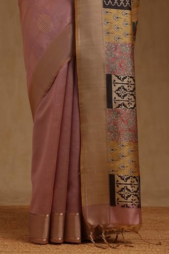Soch Womens Purple Tussar Floral Zari Woven Saree