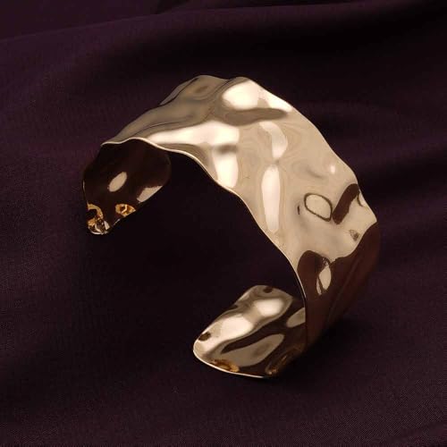 PALMONAS Gold Textured Cuff Bracelet for Women - Gift for Girls & Women | Waterproof & Anti-Tarnish Bracelet