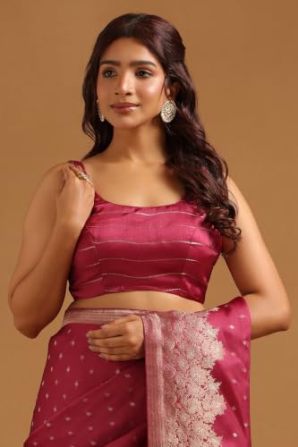 Soch Womens Lavender Satin Zari Woven Saree