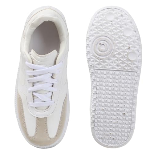 Vendoz Women Sneaker | Cushioned Insole for Comfort | Stylish Lace-Up Design | Lightweigh & Perfect for Casual Outfit for Girls CNV7030WT-36 White