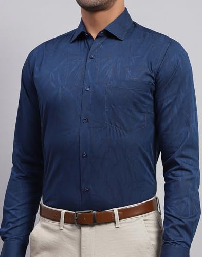 Monte Carlo Mens Regular Fit Full Sleeve Collar Shirt Navy Blue M