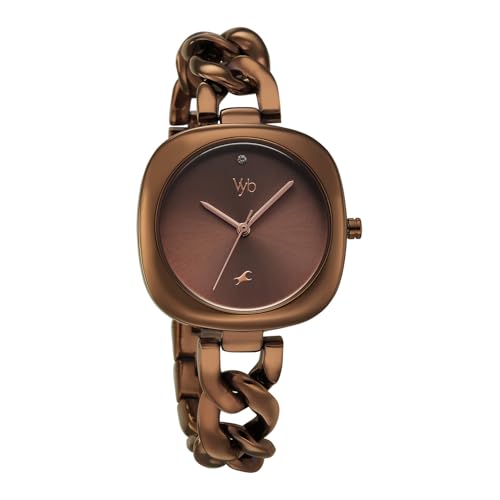 Fastrack Vyb Spotlight Quartz Analog Coffee Brown Dial Coffee Brown Alloy Strap Watch for Women - FV60109QM01W