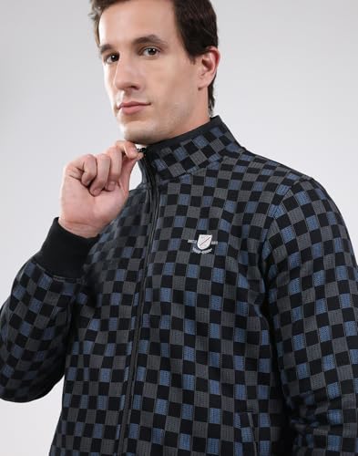Monte Carlo Men's Regular Fit Sweatshirt | Solid Pattern | Zip Closure with Full Sleeve Band Neck | Zipper Sweatshirt for Men Black 3XL (Pack of_1)