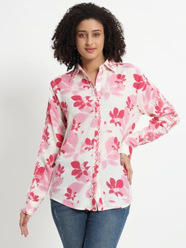 veldress21 Women Classic Stylish Office Shirt - Casual Office Wear (in, Alpha, 3XL, Plus, Pink)