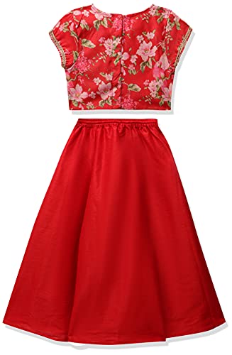 BIBA Girl Printed Flared Modal Readymade Lehenga Set(Kw4432_Red_7)