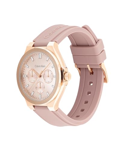 Calvin Klein Vibrancy Qtz Multifunction Blush Round Dial Women's Watch|Silicone Material|Multi Color Band - 25100108