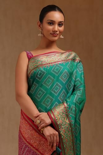 Soch Womens Green Silk Woven Design Saree