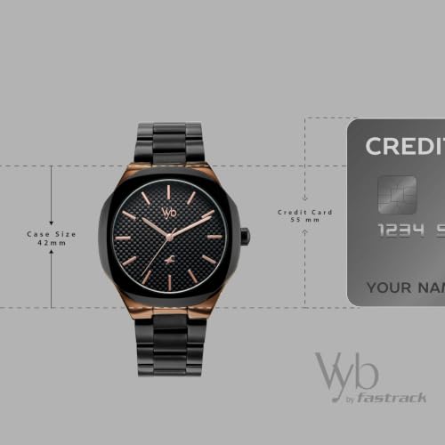 Fastrack Vyb Challenger Quartz Analog 3 Hands Black Dial Black Stainless Steel Strap Watch for Guys - FV30033KM02W