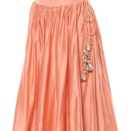BIBA Women's Nylon Lehenga Set (SKDHO10574AW24PCH_Peach_2XL)