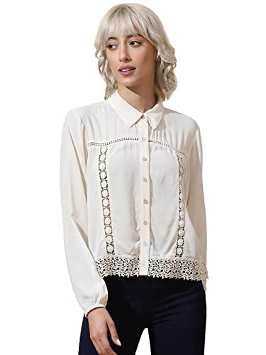 Only Women's Straight Fit Collared Neck White Shirt_Large