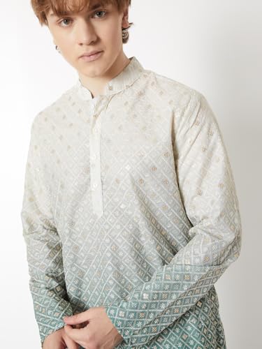 Max Men Ombre Regular Fit Kurta(Green_L)