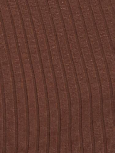 Max Women Ribbed Johnny Collar Sports T-Shirt (Brown_L)