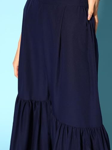 Embroidered Shoulder Straps Beads & Stones Straight Kurta With Sharara & Dupatta