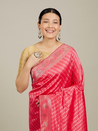 MOHEY Women's Art Silk Embroidered & Embellished Saree(Pink)