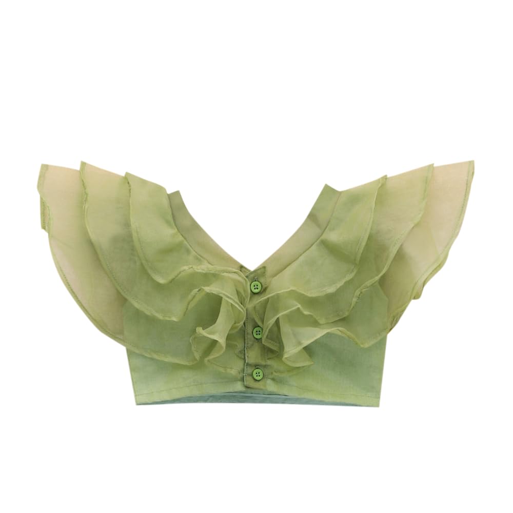 Hopscotch Girls Cotton Blend Ethnic Sets in Green Color For Ages (10-11 Years)