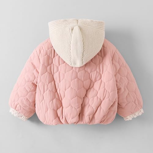 Hopscotch Girls Pink Full Sleeves Lace Trim Quilted Jacket For Age (18-24 Months)