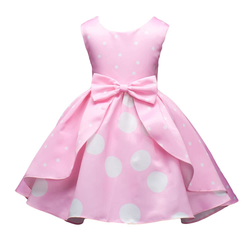 Hopscotch Girls Sleeveless Polka Dot Print Party Dress In Pink