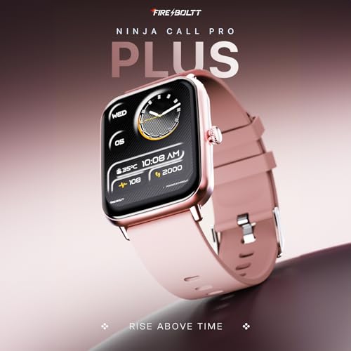 Fire-Boltt Ninja Call Pro Plus Bluetooth Calling Smart Watch, 1.83″ HD Display, AI Voice Assistant, 120+ Sports Modes, IP67 Waterproof, SpO2 & Heart Rate Monitor Smartwatch for Men & Women - Pink