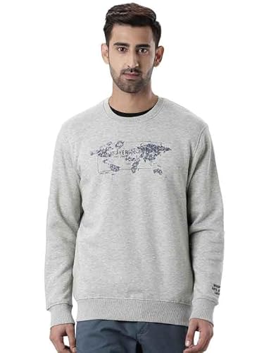 Indian Terrain Men's White Stylish Polycotton Crew Neck Casual Sweatshirt